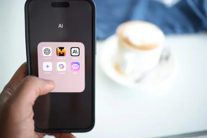 Man using ChatGPT on laptop